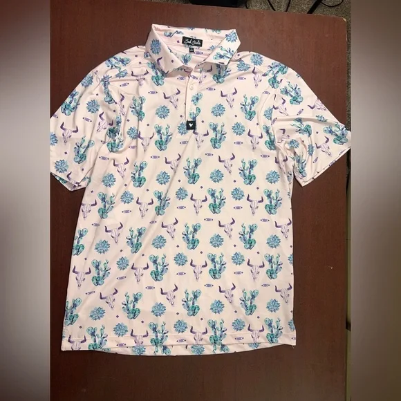 Bad Birdie Pink and Purple Cactus Polo - Picture 2 of 4